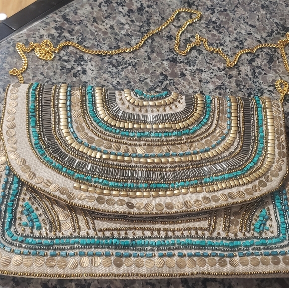 NWOT Bohemian Style Beaded Jute Shoulder bag - Picture 1 of 14